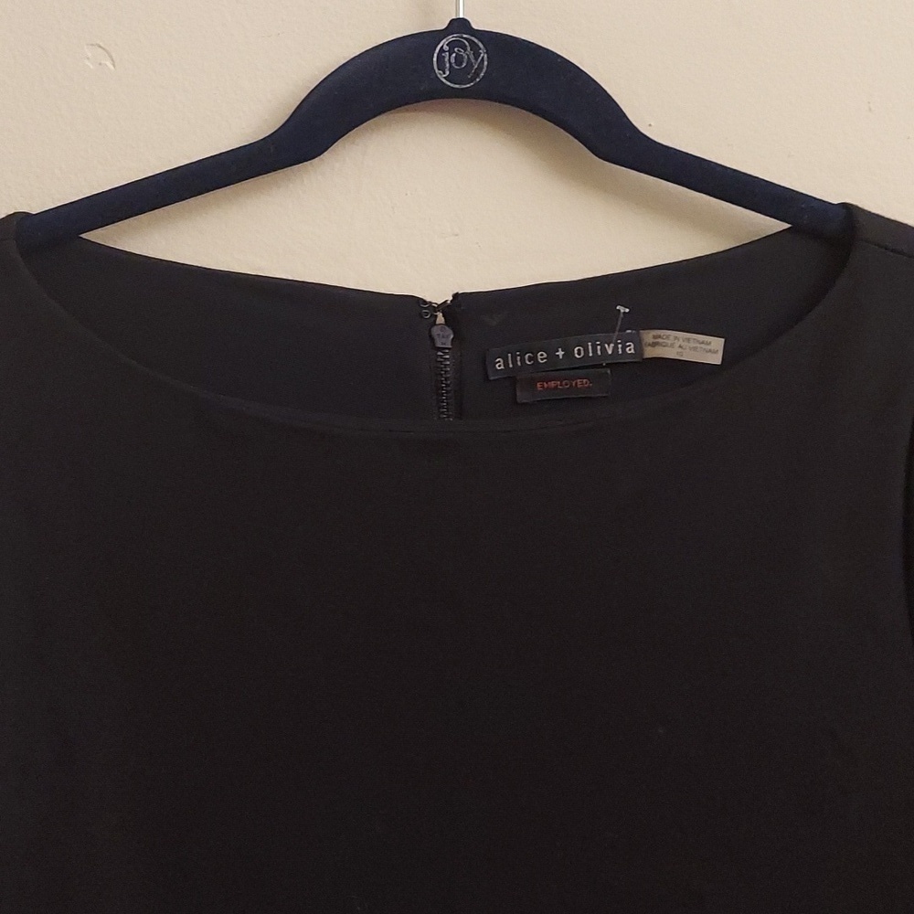 ALICE + OLIVIA Employed Black Fit and Flare Long Sleeve Bateau Neckline Dress … - Picture 3 of 11